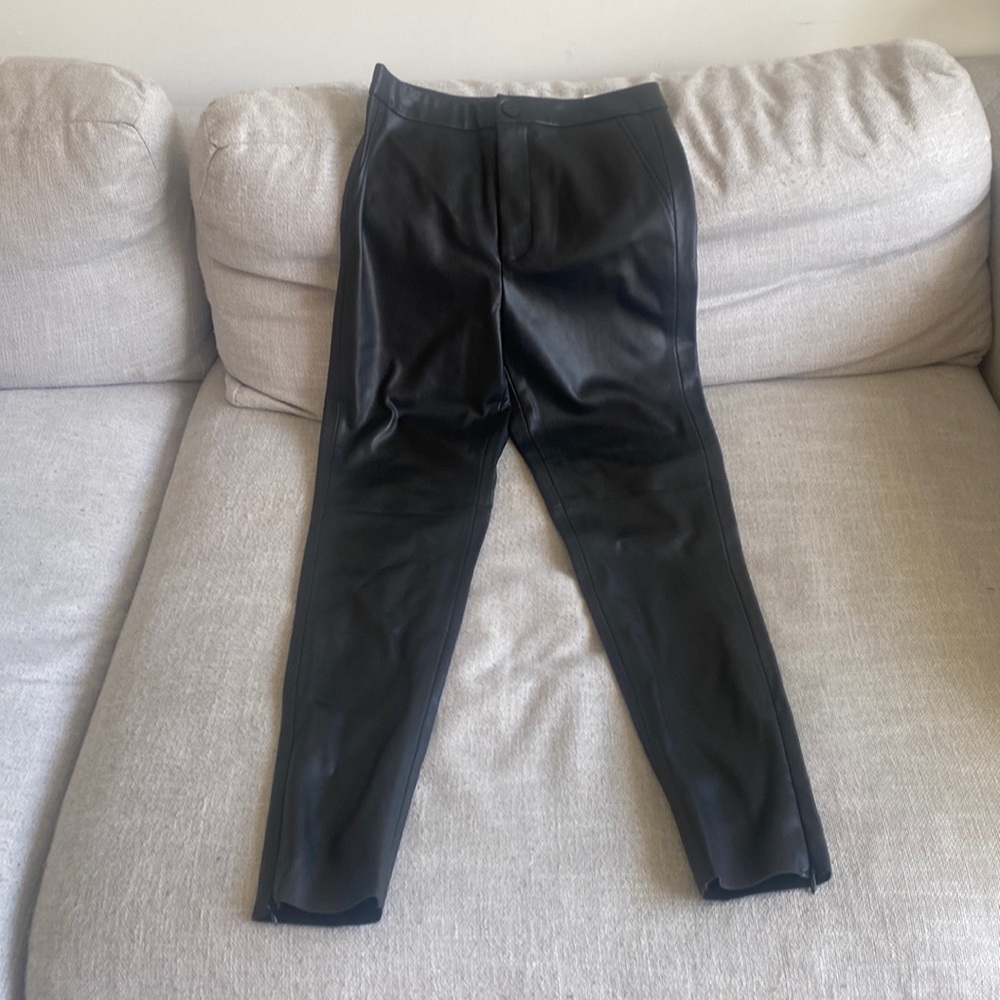 High-rise ZARA Black Leather Leggings